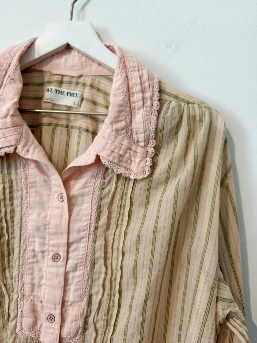 We The Free Forever Love Striped Top Size Large Boho Cottage Prairie Coquette - Picture 5 of 13